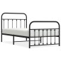 vidaXL Estructura de cama con cabecero y estribo metal negro 100x190cm vidaXL Estructura de cama con cabecero y estribo metal negro 100x190cm