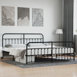 vidaXL Estructura de cama cabecero y pie de cama metal negro 193x203cm