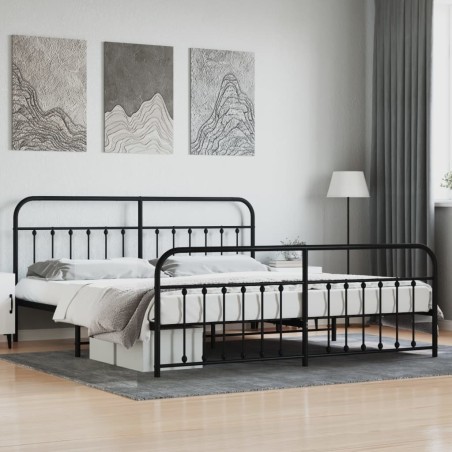 vidaXL Estructura de cama cabecero y pie de cama metal negro 193x203cm