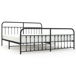 vidaXL Estructura de cama cabecero y pie de cama metal negro 193x203cm