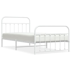 vidaXL Estructura cama metal con cabecero y pie cama blanca 100x200 cm