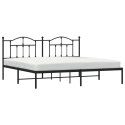 vidaXL Estructura de cama con cabecero metal negro 193x203 cm