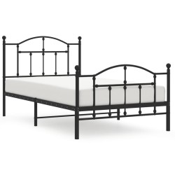 vidaXL Estructura de cama con cabecero y estribo metal negro 100x190cm