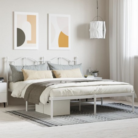 vidaXL Estructura de cama de metal con cabecero blanco 183x213 cm