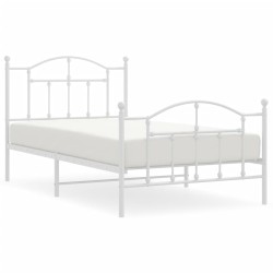 vidaXL Estructura cama metal cabecero y pie de cama blanca 100x190 cm