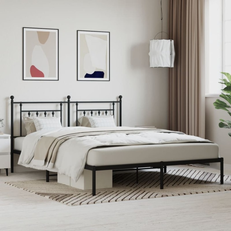 vidaXL Estructura de cama con cabecero metal negro 183x213 cm