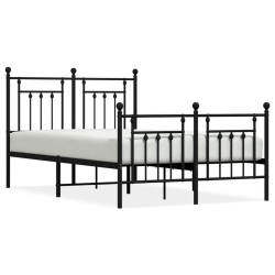 vidaXL Estructura de cama cabecero y pie de cama metal negro 135x190cm