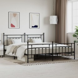 vidaXL Estructura de cama cabecero y pie de cama metal negro 193x203cm
