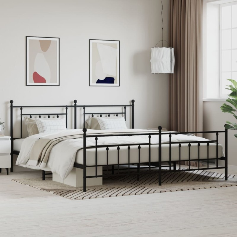 vidaXL Estructura de cama cabecero y pie de cama metal negro 193x203cm vidaXL Estructura de cama cabecero y pie de cama metal negro 193x203cm