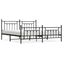 vidaXL Estructura de cama cabecero y pie de cama metal negro 193x203cm
