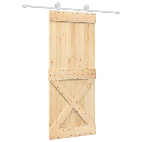 vidaXL Puerta corredera con herrajes madera maciza de pino 85x210 cm