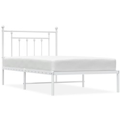 vidaXL Estructura de cama de metal con cabecero blanco 100x190 cm