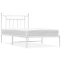 vidaXL Estructura de cama de metal con cabecero blanco 100x190 cm vidaXL Estructura de cama de metal con cabecero blanco 100x190 cm