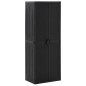 vidaXL Armario de almacenaje de jardín ratán PP negro 65x45x172 cm vidaXL Armario de almacenaje de jardín ratán PP negro 65x45x172 cm