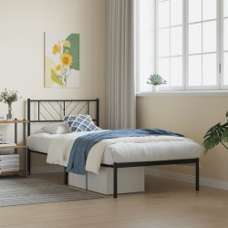 vidaXL Estructura de cama con cabecero metal negro 100x190 cm