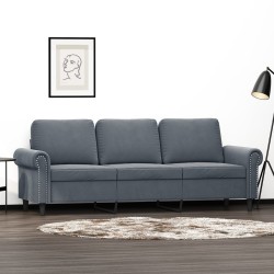 vidaXL Sofá de 3 plazas terciopelo gris oscuro 180 cm