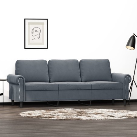 vidaXL Sofá de 3 plazas terciopelo gris oscuro 180 cm