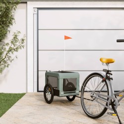 vidaXL Remolque de bicicleta mascotas hierro tela Oxford gris negro