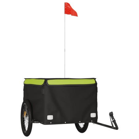 vidaXL Remolque para bicicleta hierro negro y verde 45 kg