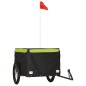 vidaXL Remolque para bicicleta hierro negro y verde 45 kg