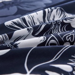 vidaXL Set funda edredón estampado floral azul marino 140x220/60x70 cm