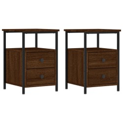 vidaXL Mesitas noche 2 uds madera ingeniería marrón roble 34x35,5x50cm