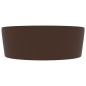 vidaXL Lavabo lujoso y rebosadero cerámica marrón oscuro mate 36x13 cm