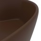 vidaXL Lavabo lujoso y rebosadero cerámica marrón oscuro mate 36x13 cm
