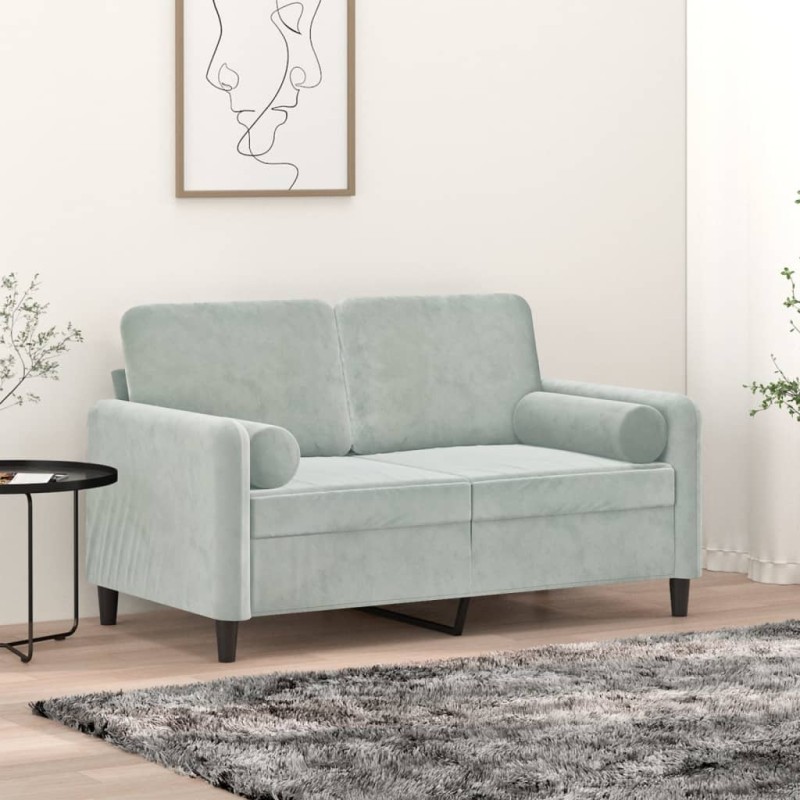 vidaXL Cojines decorativos 2 uds terciopelo gris claro Ø15x50 cm