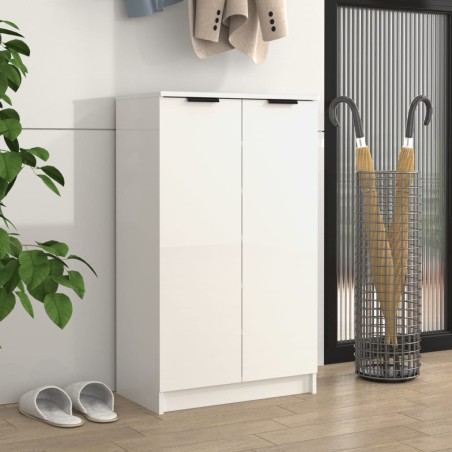 vidaXL Mueble zapatero madera contrachapada blanco brillo 59x35x100 cm