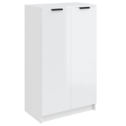 vidaXL Mueble zapatero madera contrachapada blanco brillo 59x35x100 cm