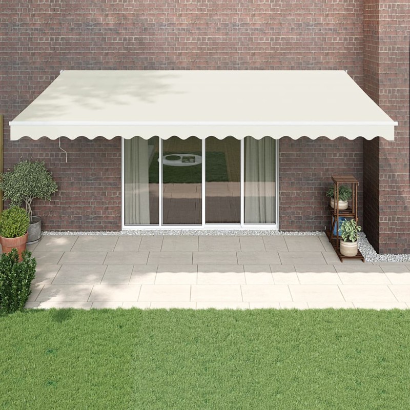 vidaXL Toldo retráctil aluminio y tela color crema 5x3 m