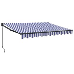 vidaXL Toldo retráctil aluminio y tela azul y blanco 3,5x2,5 m