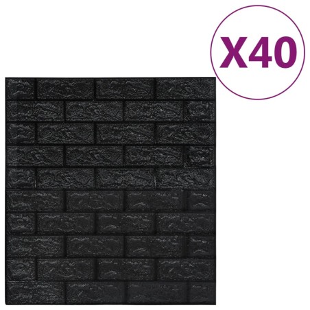 vidaXL Papel pintado autoadhesivo ladrillos 3D 40 unidades negro