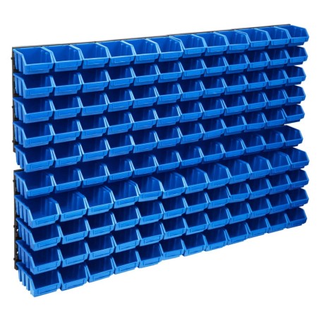 vidaXL Kit de cajas de almacenaje 128 pzas paneles de pared rojo negro
