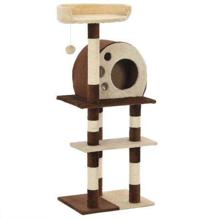 vidaXL Rascador para gatos con postes de sisal 127 cm beige y marrón