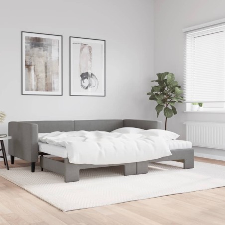 vidaXL Sofá cama nido con colchón tela gris oscuro 90x190 cm