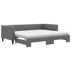 vidaXL Sofá cama nido con colchón tela gris oscuro 90x190 cm