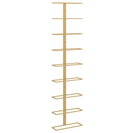 vidaXL Botellero de pared para 9 botellas hierro dorado