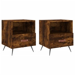 vidaXL Mesita noche 2 uds madera ingeniería roble ahumado 40x35x47,5cm