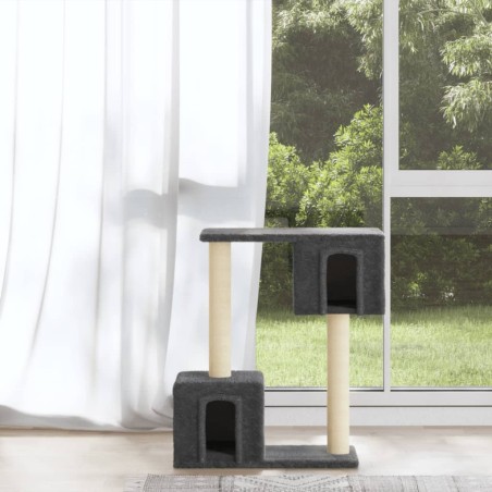 vidaXL Rascador para gatos con postes de sisal gris oscuro 60 cm