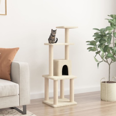 vidaXL Rascador para gatos con postes de sisal crema 105 cm 