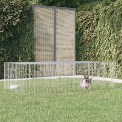 vidaXL Jaula para conejos 2 paneles hierro galvanizado 220x110x55 cm