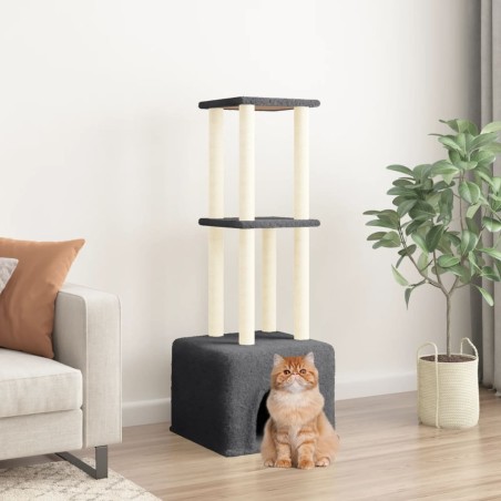 vidaXL Rascador para gatos con postes de sisal gris oscuro 133,5 cm