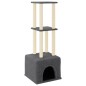 vidaXL Rascador para gatos con postes de sisal gris oscuro 133,5 cm vidaXL Rascador para gatos con postes de sisal gris oscuro 133,5 cm