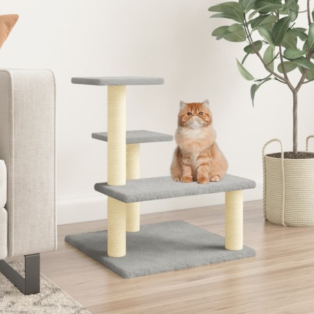 vidaXL Rascador para gatos con postes de sisal gris claro 61 cm