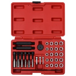 vidaXL Set reparación rosca bujía incandescente 33 pzas M8 M10 M12
