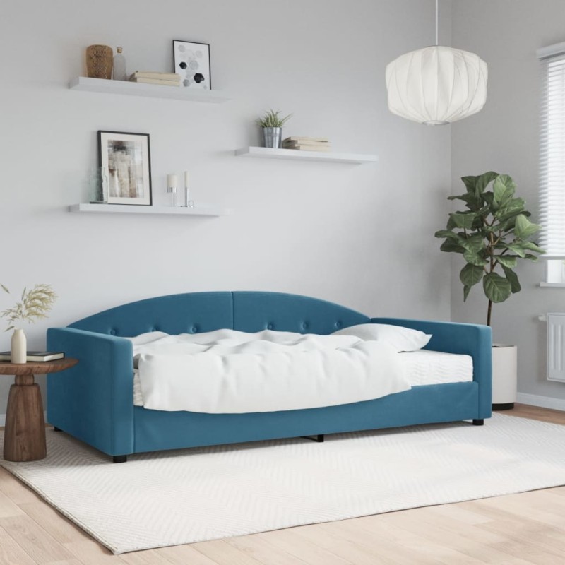 vidaXL Sofá cama con colchón terciopelo azul 100x200 cm vidaXL Sofá cama con colchón terciopelo azul 100x200 cm