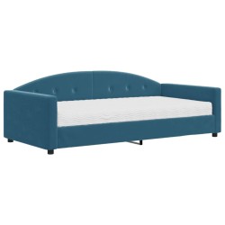 vidaXL Sofá cama con colchón terciopelo azul 100x200 cm