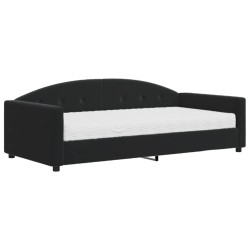 vidaXL Sofá cama con colchón terciopelo negro 100x200 cm